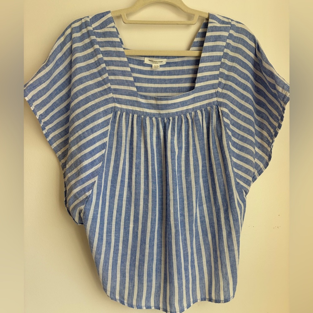 beachlunchlounge Blue and White Striped Blouse